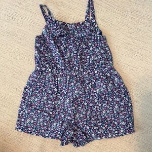 Janie and Jack Blue and Pink Floral Jumpsuit